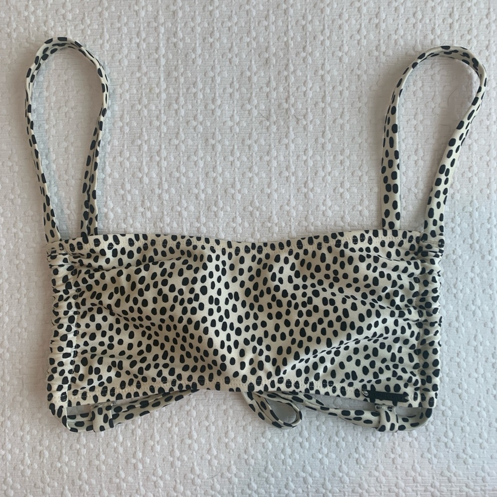Bandeau polka dot bikini top